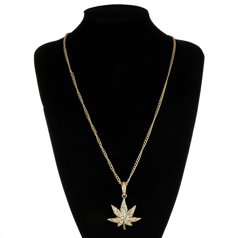 Popular Hip Hop Style Gold Necklace Maple Leaf Necklace for Women Men