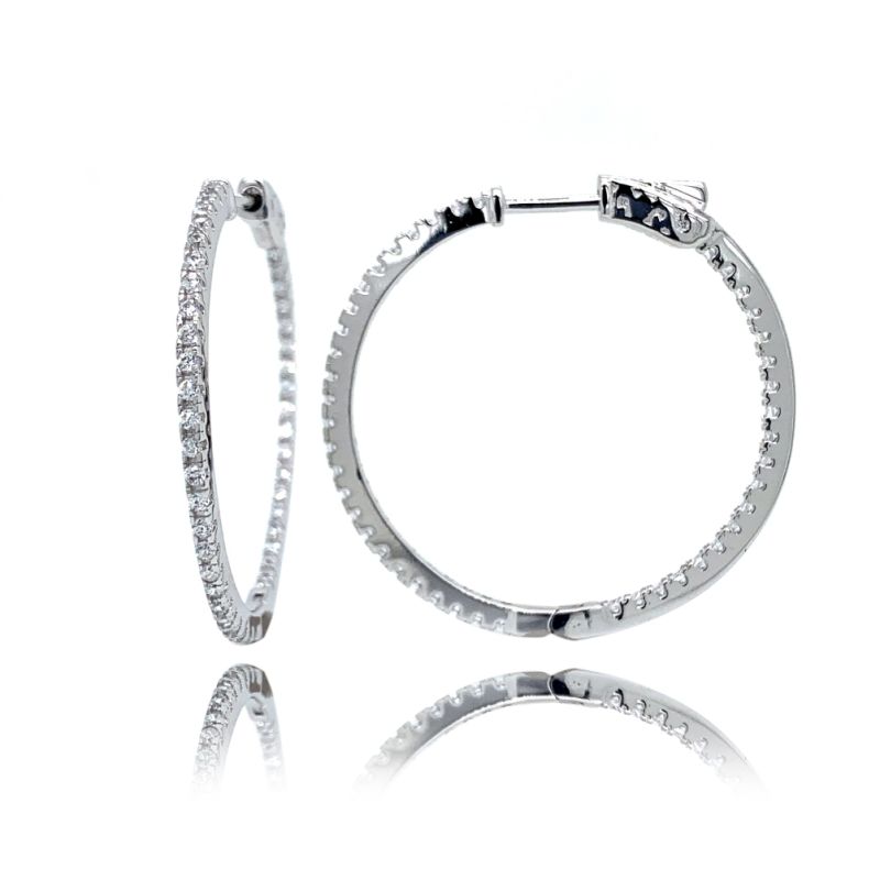 925 Sterling Silver Sparkle Bridal Wedding Styles/Inside-out Hoop Earring/Aretes