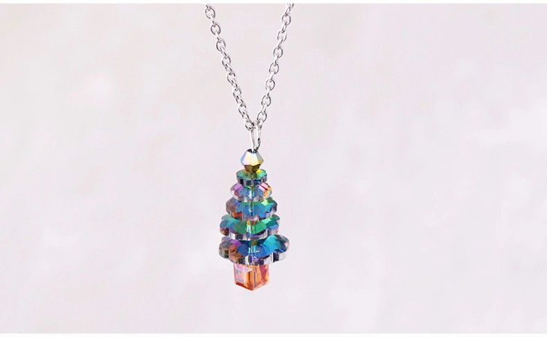 Magic Christmas Tree Rainbow Crystal Pendants Choker Collar Chain Necklace Gifts