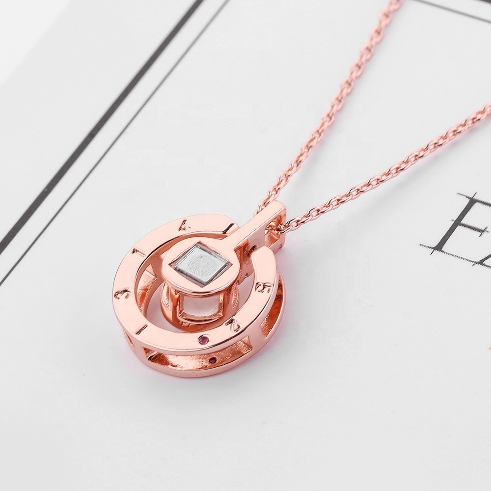2020 Fashion Valentines Day Gift 100 Languages Love Memory I Love You Projection Silver Rose Gold Women Necklace Jewelry