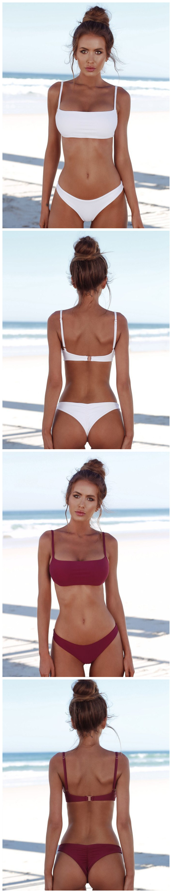 Hot Selling White Women Sexy Beach Wear Two-Piece Bikini Swimwear
