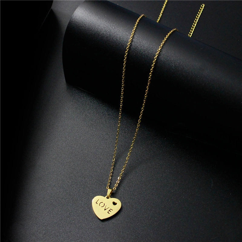 Stainless Steel Love Letter Heart Pendant Female Clavicle Chain Accessory Necklace