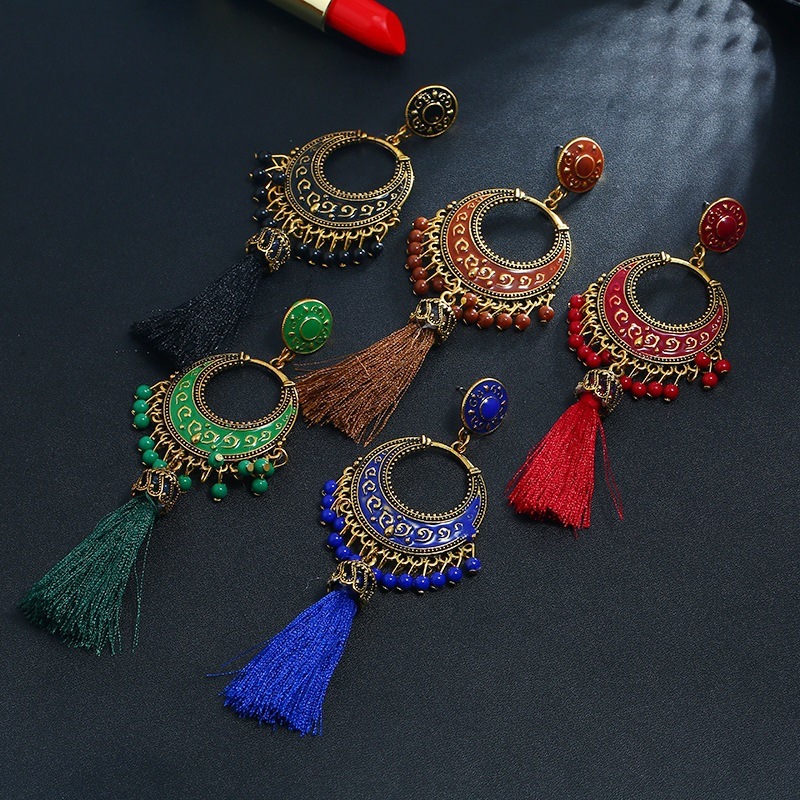 Bohemian Tassel Earrings Vintage Ethnic Jewelry Earrings Fashion Dangle Earrings Esg13450