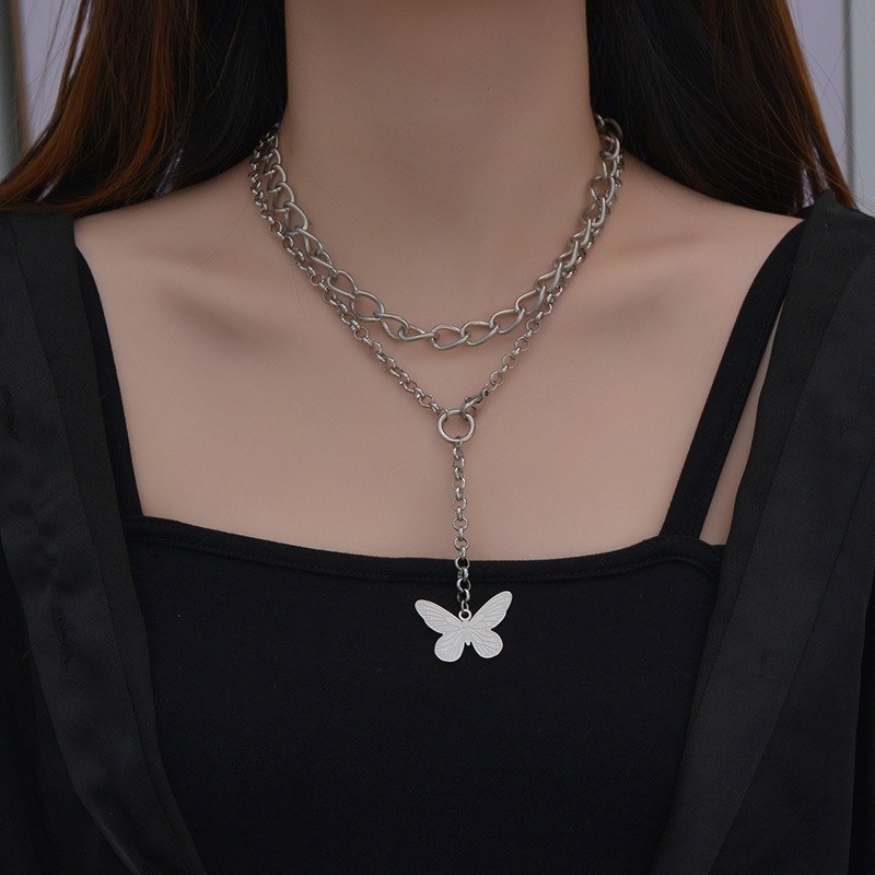 Fashion Trend Metal Butterfly Necklace Female Clavicle Chain