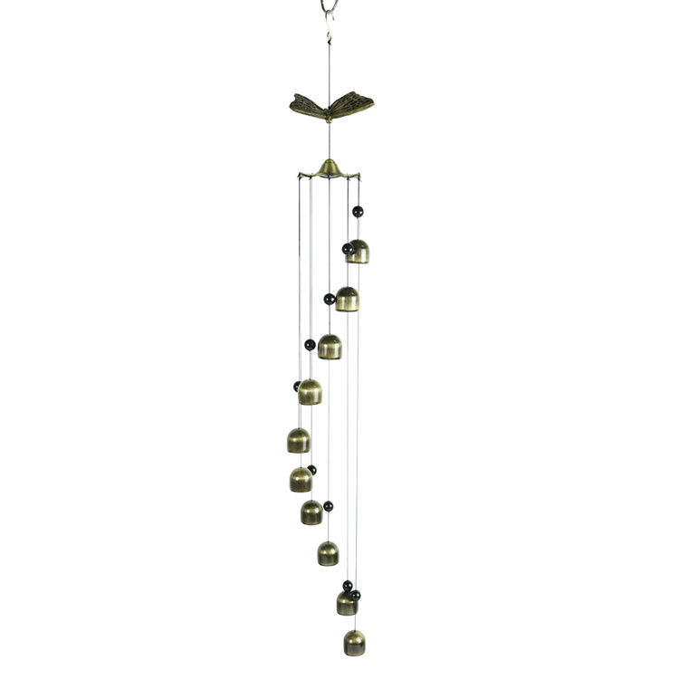 Wholesale New Butterfly Outdoor 3D Brass Chili Wind Bell with Crystal Balls
