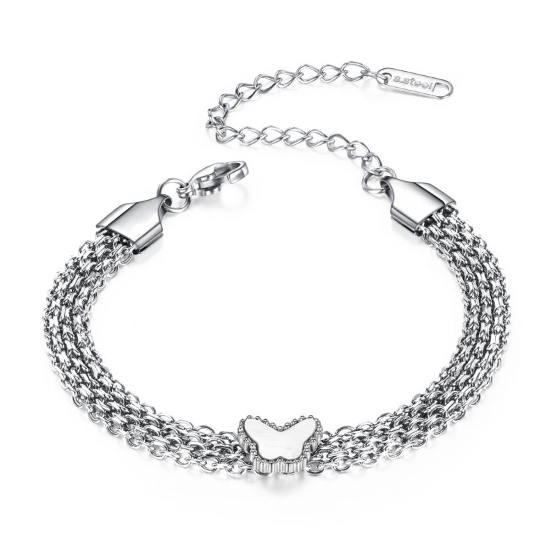 Fashion Women Multi-Layer&#160; &#160; Chain Butterfly&#160; Stainless Steel Bracelet