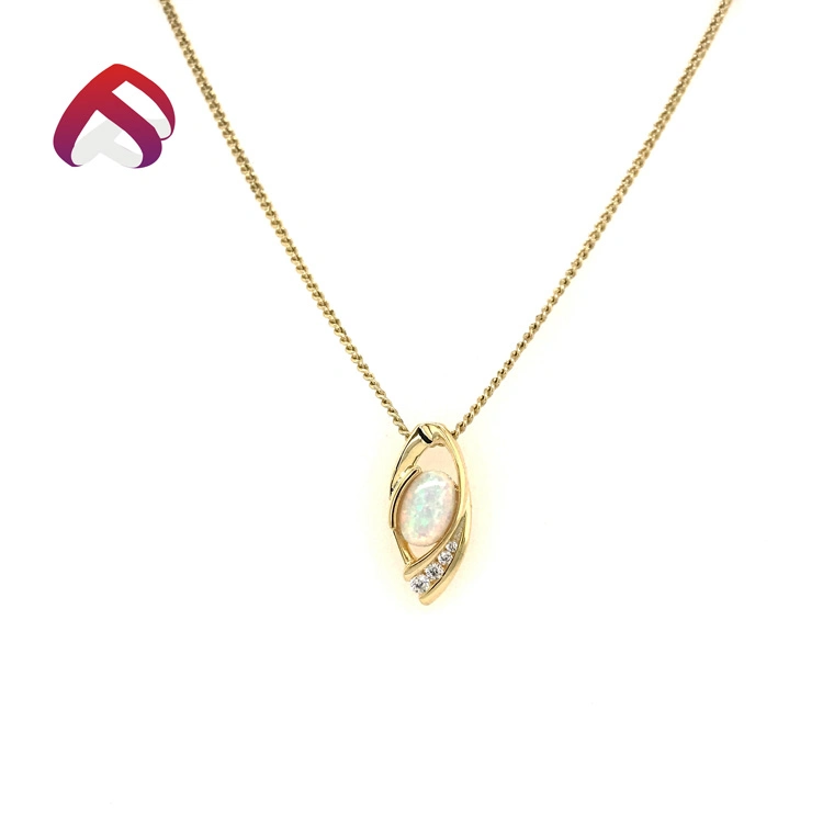 fashion 925 Silver Opal Pendant Necklace Evil Eye Opal Jewelry