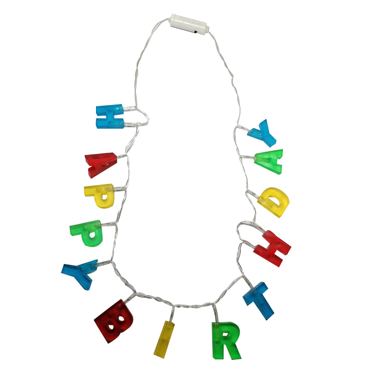 High Quality Happy Birthday Decorations Light up Letter Necklace
