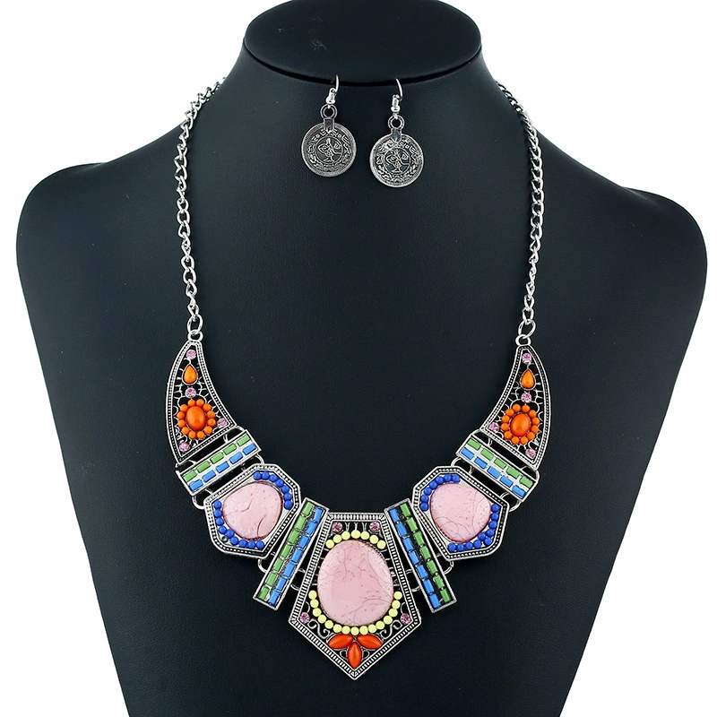 Bohemia Acrylic Resin Ladies Jewelry Necklace Earring Set