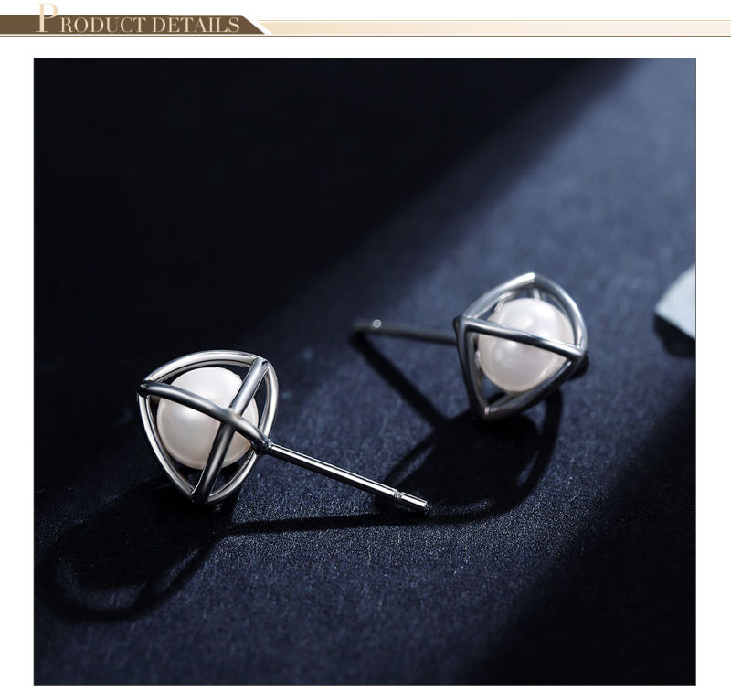 925 Silver Artificial Pearl Female Temperament Individuality All-Match Earrings Simple Atmospheric Earrings