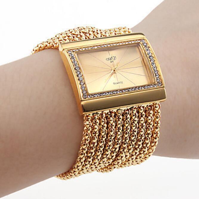 Gold Chain Unisex Quartz Watch Stainless Steel Chain Bracelet Watch (ESG10630)