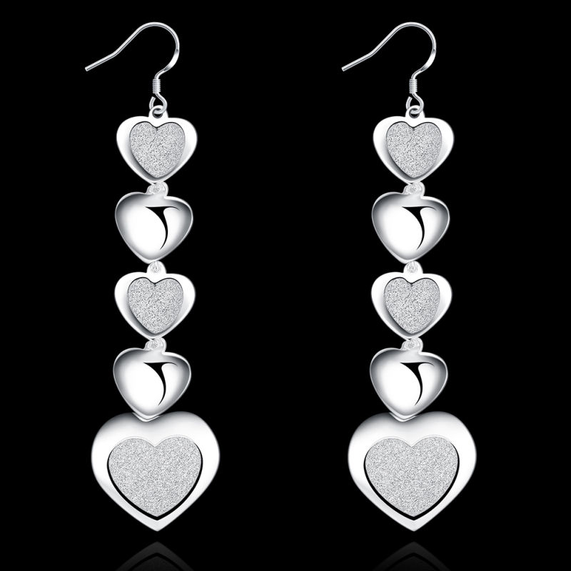 Hotsale Heart Shape Silver Earrings Silver Plated Heart Girls Earrings