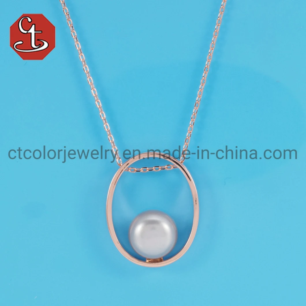 Natural Freshwater Pearl Necklace Oval Shape Pearl Pendant Necklace Geometric Pearl Necklace