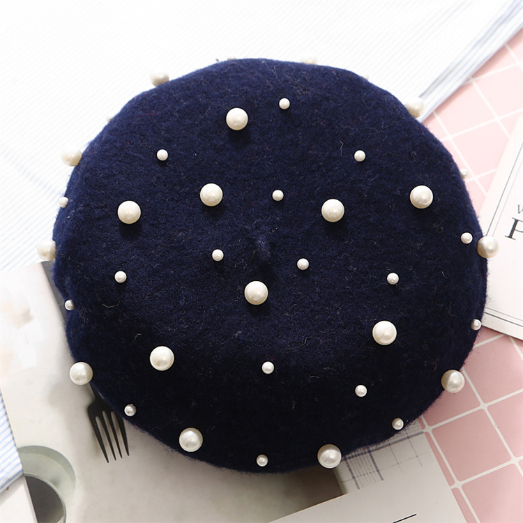 Wholesale Fashion Lady Beret Leisure Cap with Pearl Ornament