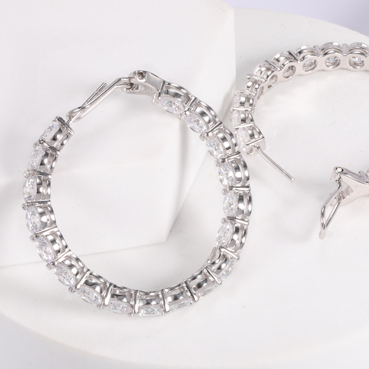 925 Sterling Circle Earrings Women's Earrings Pendant Jewelry