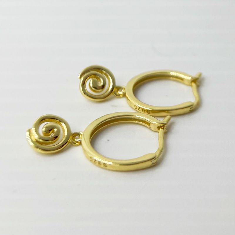 18K Gold Plated Fashion Jewelry Silver Hoops 925 Sterling Silver Earring