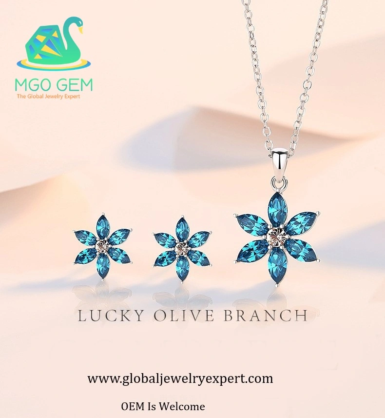 The Newest Lucky Six Leaves 925 Sterling Silver Fashion Jewelry Set for Woman From MGO Factory
