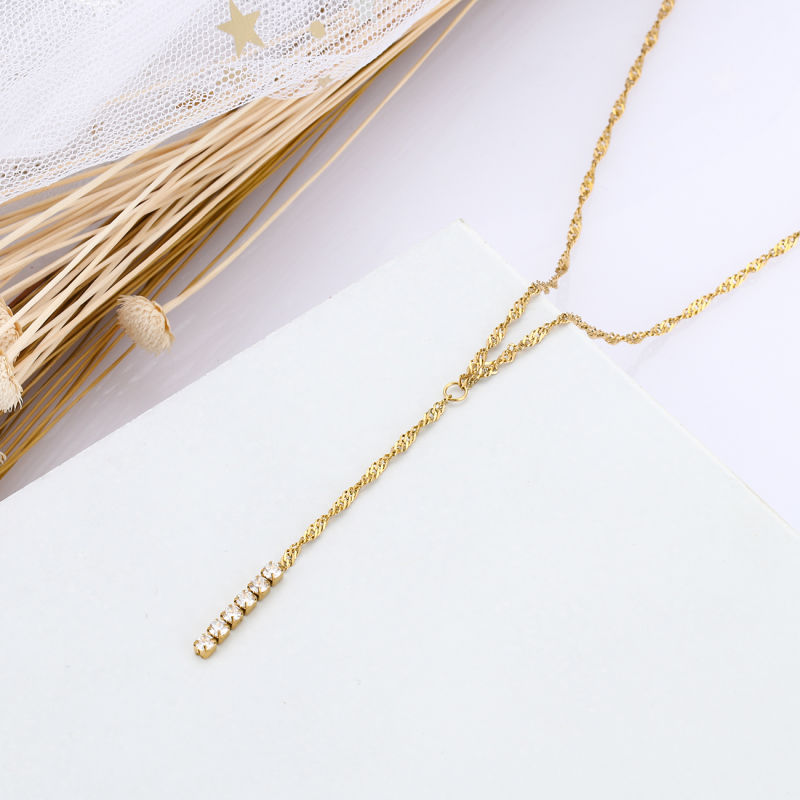 Fashion Choker Sweater Chain Crystal Lariat Tennis Drop Necklace