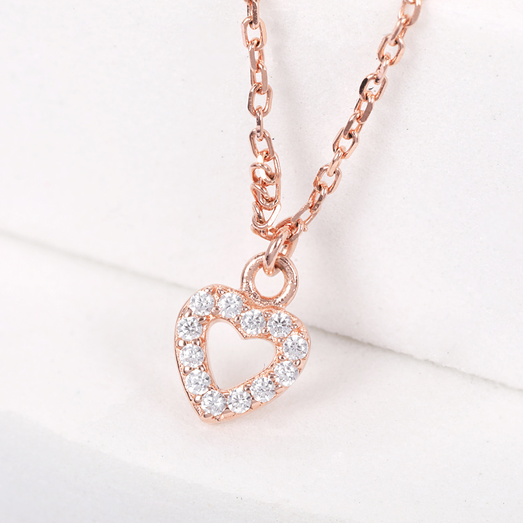 Heart Shape Rose Gold Plating Elegant Bling Necklace