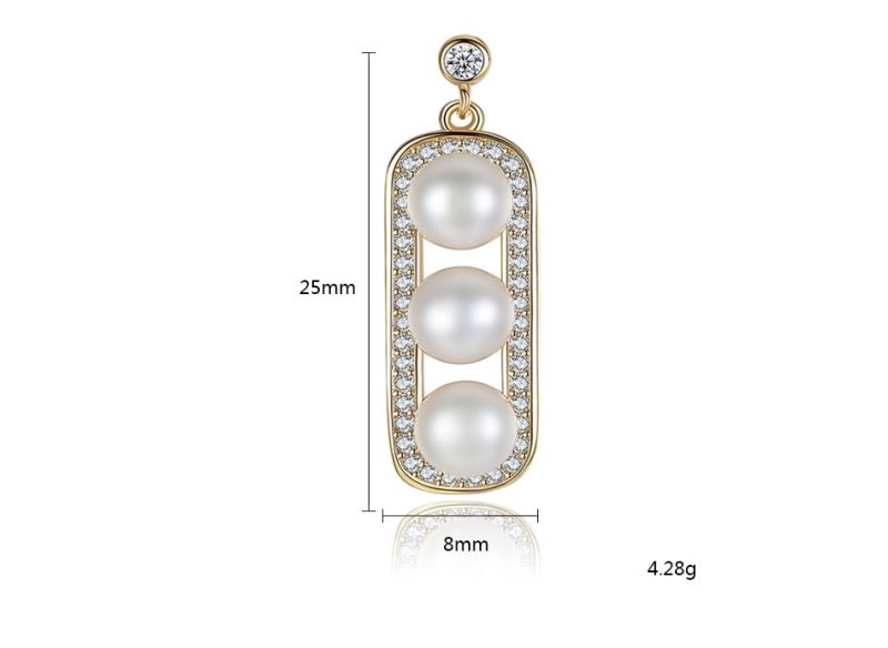Charming Unique 925 Silver Plated CZ Freshwater Pearl Drop Earrings