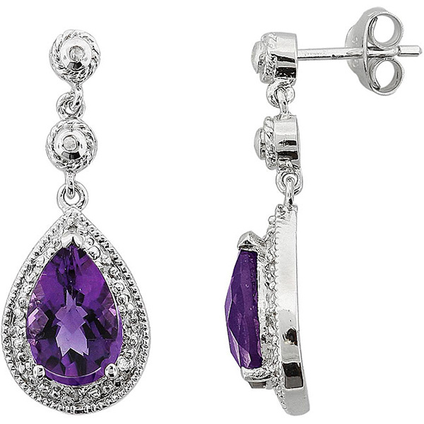 Gemstone Jewelry 925 Silver Dangle Earrings with CZ