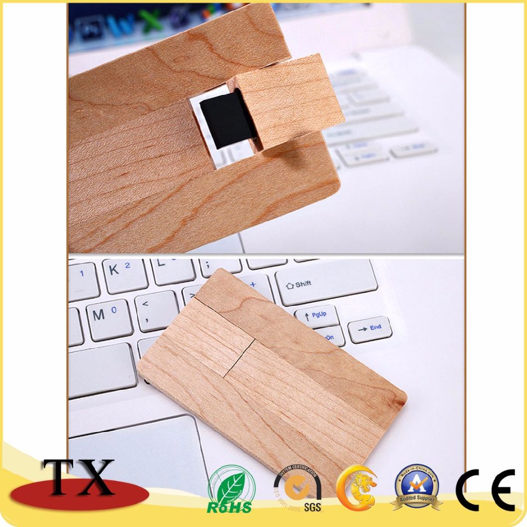 Card Shape USB Flash Drive Memory Stick Wooden USB