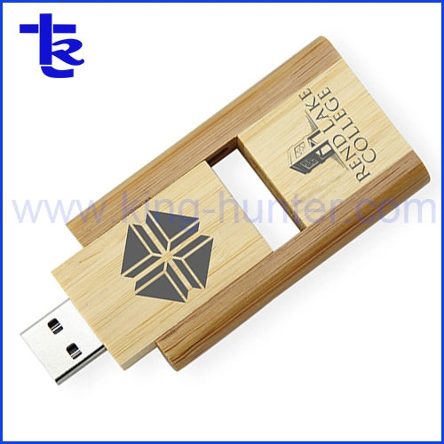 Customized Bamboowood USB Flash Drive Swivel USB Pen Drive