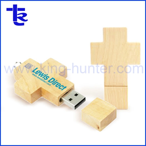 Maple Memory Disk Wooden Shaped Cross Shape USB Flash Drive