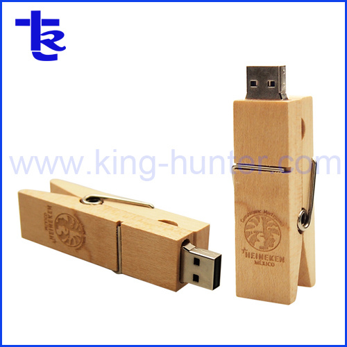 Wooden Clip USB Flash Drive