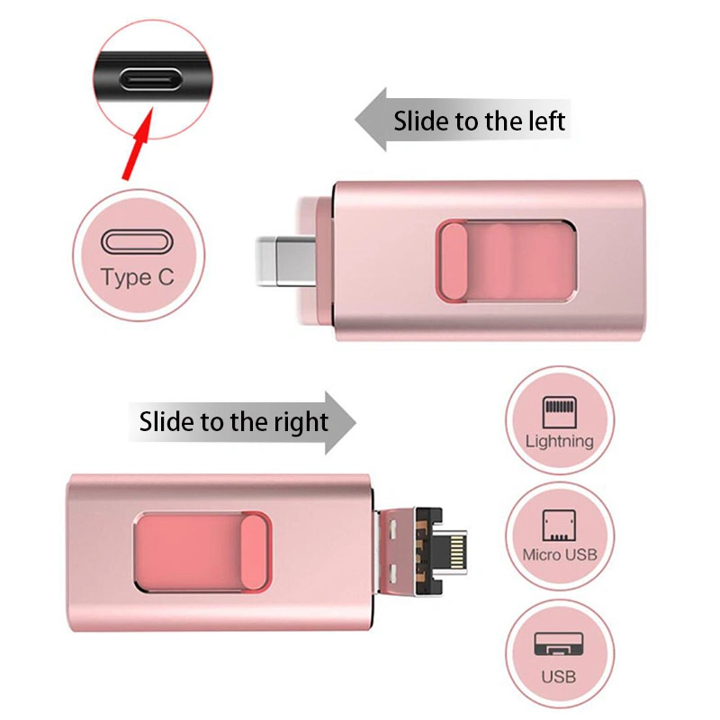 Custom Metal OTG USB Stick 3 in 1 USB Flash Drive for Mob Phone