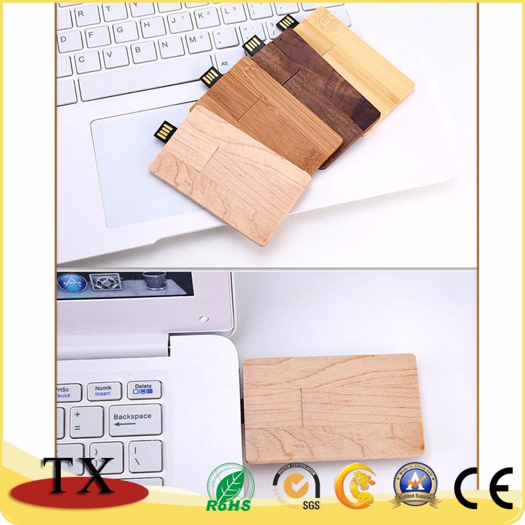 Card Shape USB Flash Drive Memory Stick Wooden USB