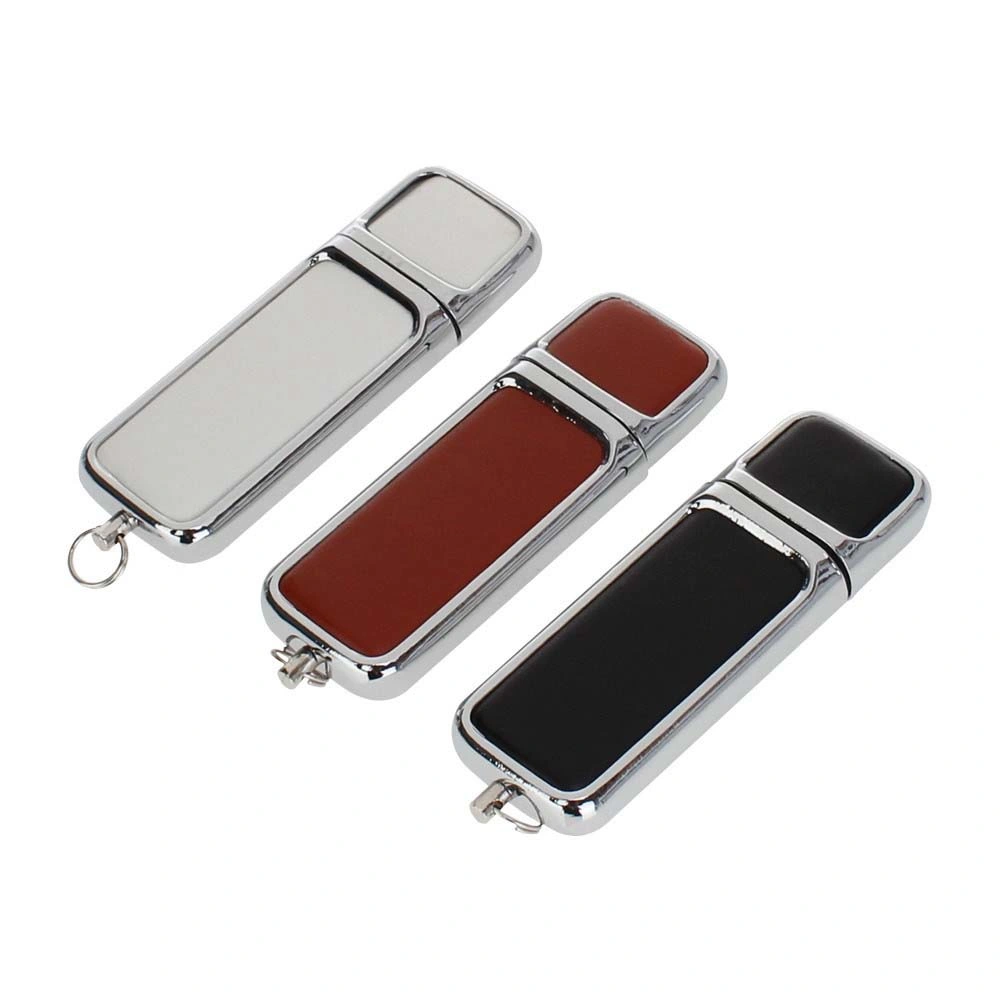 Promotional Gift USB Custom Metal PU Leather USB Flash Drive 128GB/ 16GB/32GB USB Pendrive (UL-L010)
