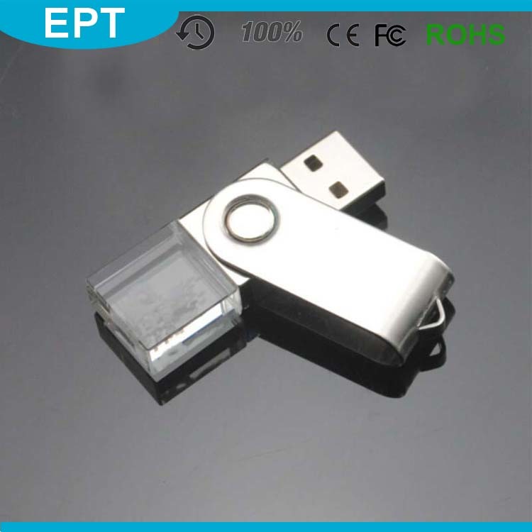 Top Selling Cheapest USB 2.0 Crystal Rectangle USB Flash Drives Key Chain with Logo