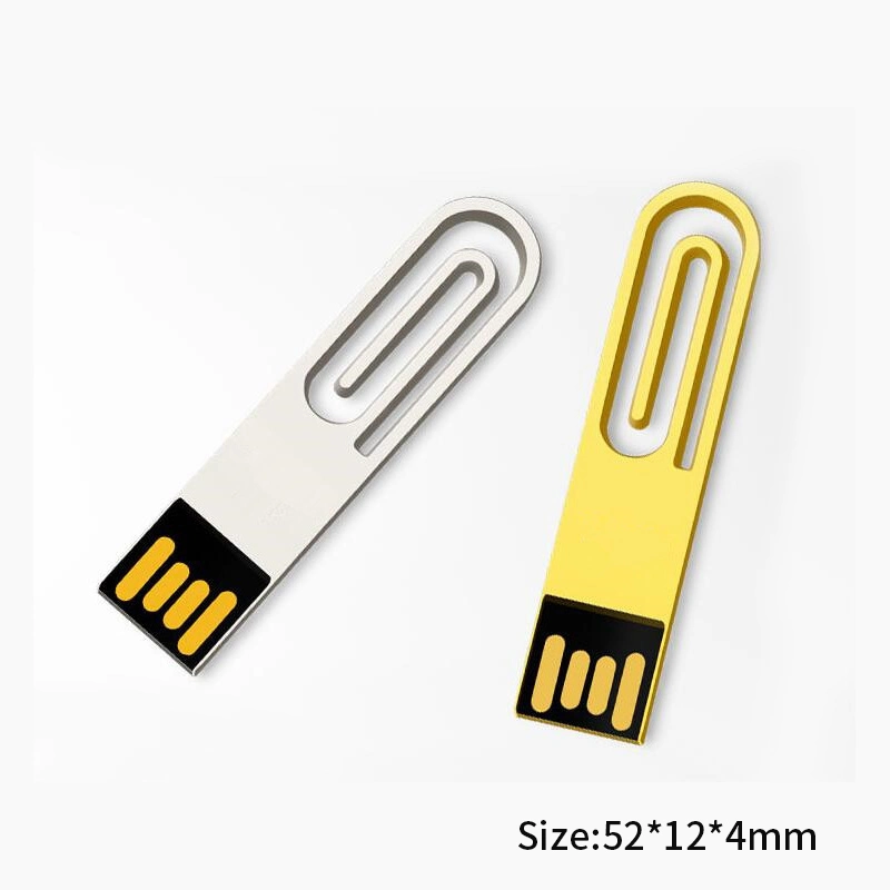 Metal Hollow Small Portable and Waterproof USB Flash Drive Paper Clip Pen Drive