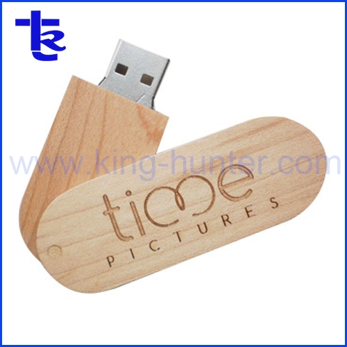 Wholesale Wood Swivel Customized USB Flash Drive Engraving Custom Logo