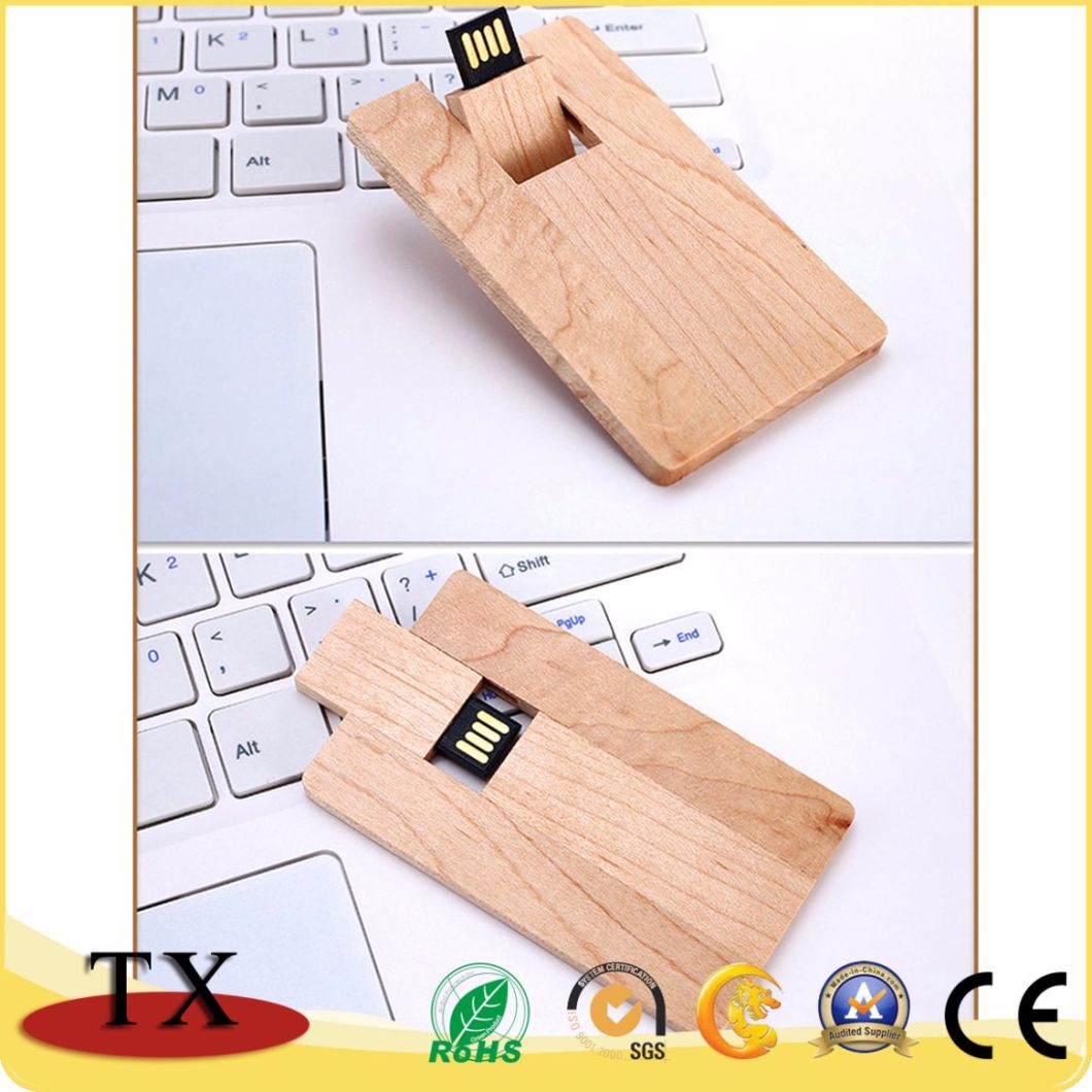 Card Shape USB Flash Drive Memory Stick Wooden USB