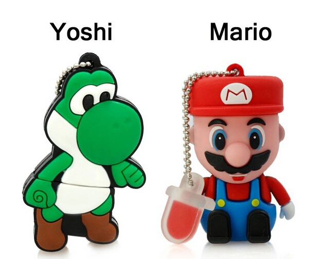 Mario USB Flash Drive Cartoon Cool Yoshi 4G Mario Dinosaur Shaped 64G Memory Stick