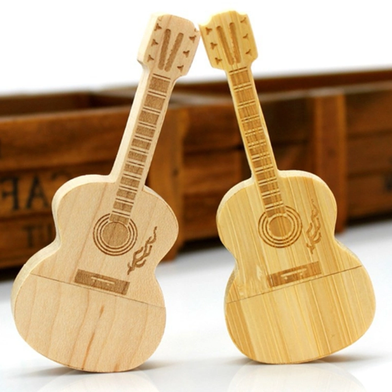 Environmentally Friendly Mini Wooden Guitar USB Flash Drive 8GB/16GB/32GB/64GB/128GB