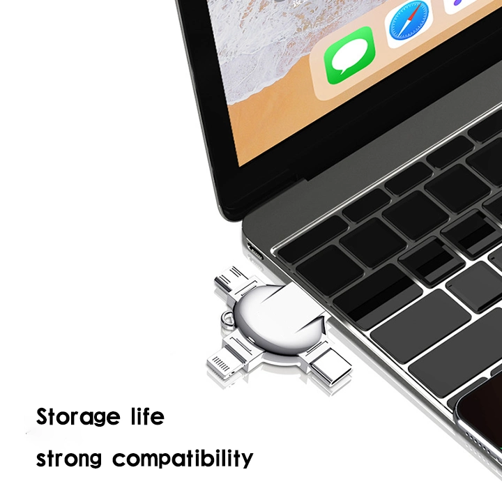 32GB/ 64GB/ 128GB USB Flash Drive USB Thumb Drive 4in1 Flash Memory Android Photo Stick USB 3.0 External Pen Drive for iPhone iPad MacBook USB C Android and PC