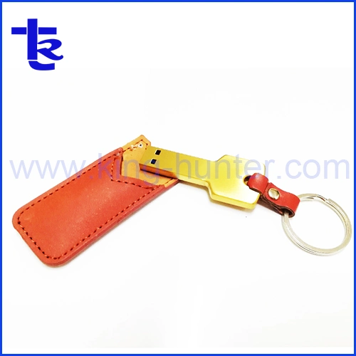 Key Shape USB Flash Memory Drive with Leather Pouch