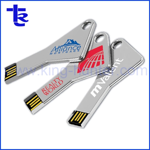 Silver Custom Laser Engraving Logo Key Shape USB Flash Drive
