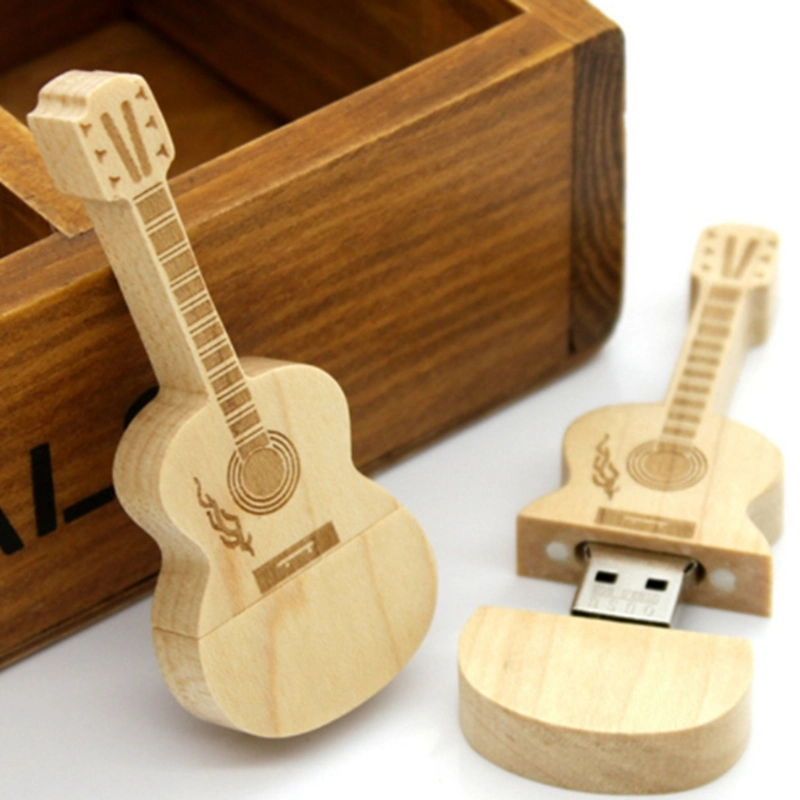 Environmentally Friendly Mini Wooden Guitar USB Flash Drive 8GB/16GB/32GB/64GB/128GB