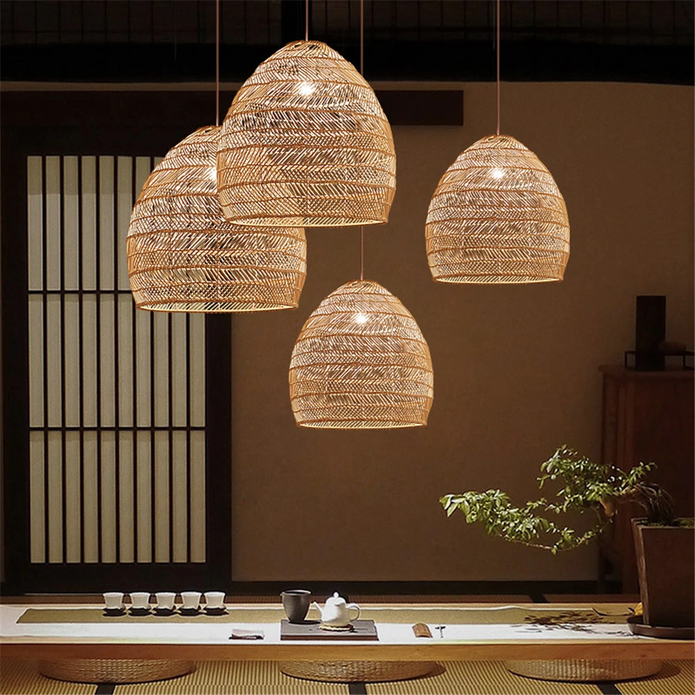 Modern Rattan Pendant Lights Japanese Style Hanglamp for Living Room Bedroom Dining Room Bar Decor Loft E27 Luminaire Suspension