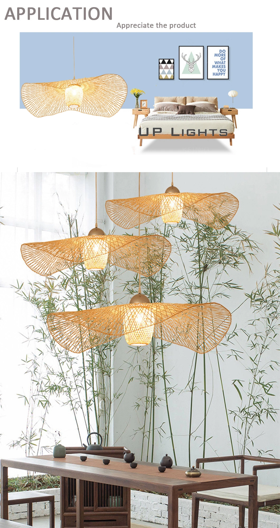 Chinese Bamboo Pendant Light Weaving Wicker Rattan Shade E27 Pendant Lamps for Living Room Bedroom Dining Home Decor Indoor