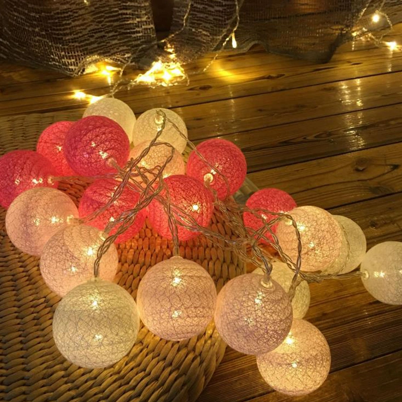 Cotton Ball Garland String Lights Christmas Holiday Wedding Party Baby Bed Fairy Lights