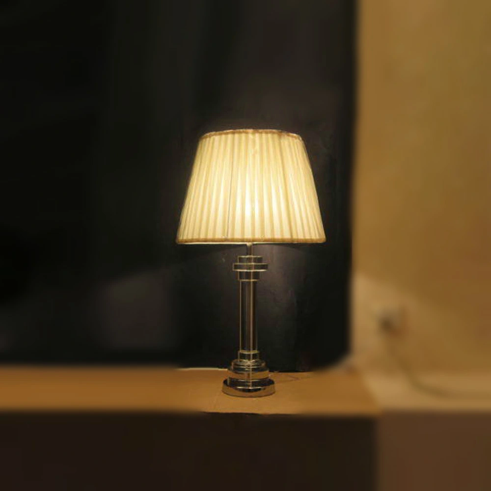Crystal Lamp Body and Pleated Fabric Lamp Shade Table Lamp.
