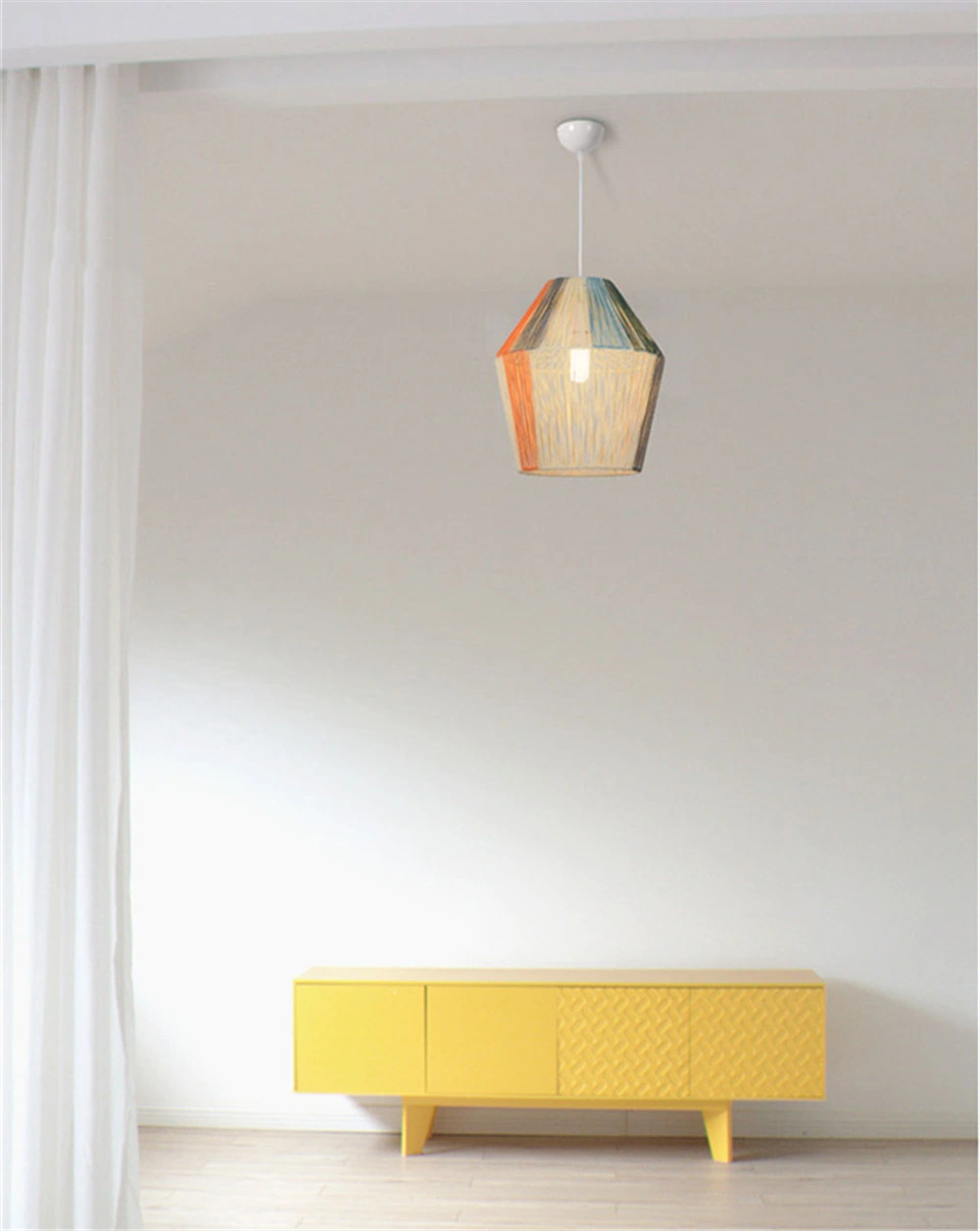 Modern Rattan Pendant Lights Japanese Style Colored Hemp Rope Hanglamp for Dining Room Bedroom Homestay Loft Decor E27 Fixtures