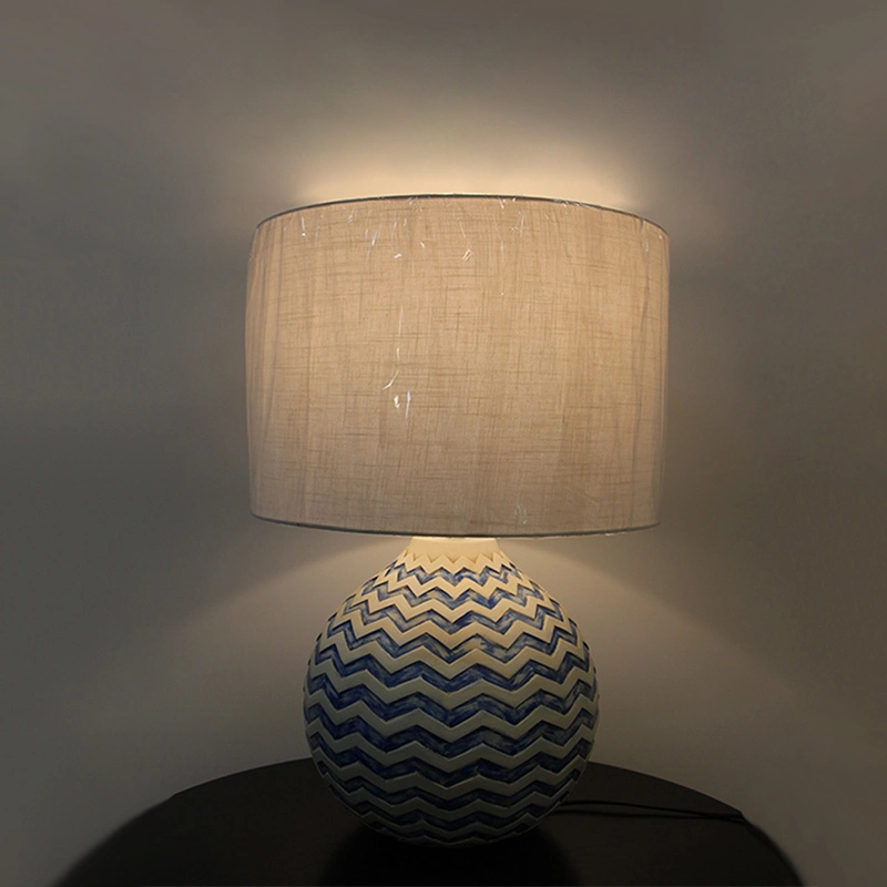 Resin Lamp Body with White Acrylic Fabric Lamp Shade Table Lamp.