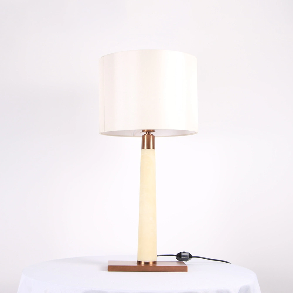 Faux Alabaster Lamp Body and Metal Lamp Base in Copper Finish Table Lamp.