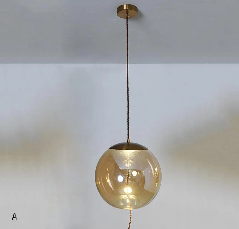 Modern Ballroom Single Glass Ball Hanging Pendant Light